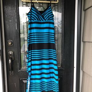 Black and blue maxi dress